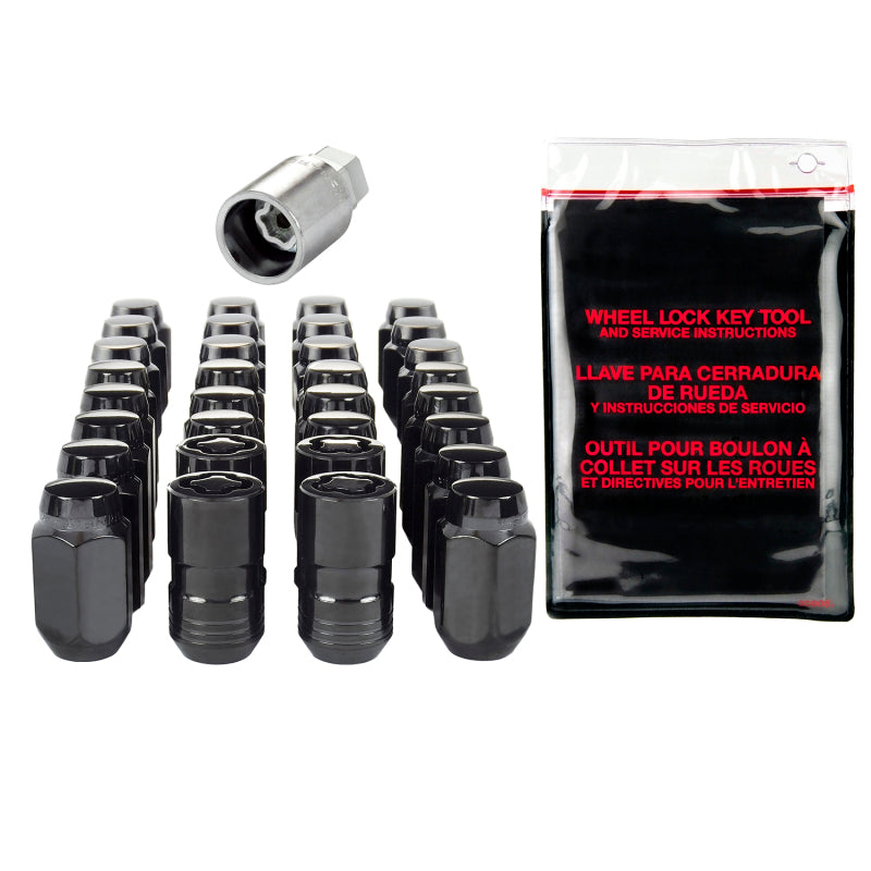 McGard 8 Lug Hex Install Kit w/Locks (Cone Seat Nut) M14X1.5 / 22mm Hex / 1.635in. Length - Black McGard 8 Lug Hex Install Kit w/Locks (Cone Seat Nut) M14X1.5 / 22mm Hex / 1.635in. Length - Black