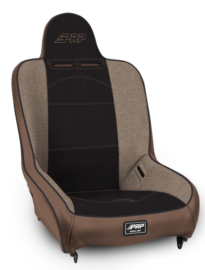 PRP Premier High Back Suspension Seat (Two Neck Slots) - Tan / Black PRP Premier High Back Suspension Seat (Two Neck Slots) - Tan / Black