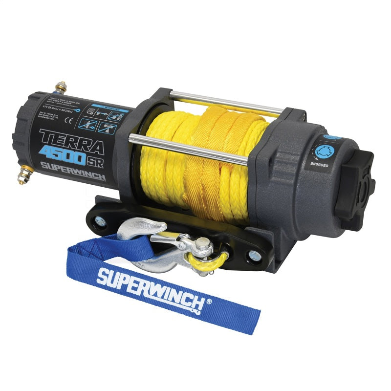 Superwinch 4500 LBS 12V DC 1/4in x 50ft Synthetic Rope Terra 4500SR Winch - Gray Wrinkle Superwinch 4500 LBS 12V DC 1/4in x 50ft Synthetic Rope Terra 4500SR Winch - Gray Wrinkle