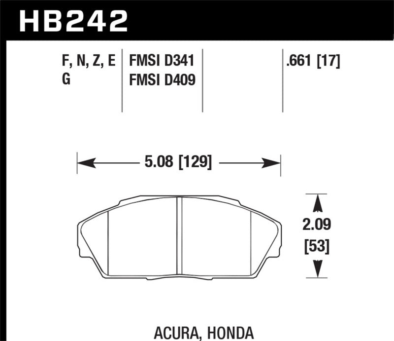 Hawk 92-93 Acura Integra 1.6L EX Front ER-1 Brake Pads Hawk 92-93 Acura Integra 1.6L EX Front ER-1 Brake Pads
