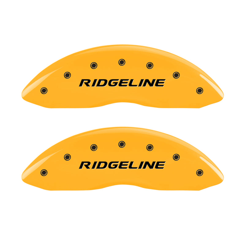 MGP 4 Caliper Covers Engraved Front & Rear Ridgeline Yellow Finish Black Char 2019 Honda Ridgeline MGP 4 Caliper Covers Engraved Front & Rear Ridgeline Yellow Finish Black Char 2019 Honda Ridgeline