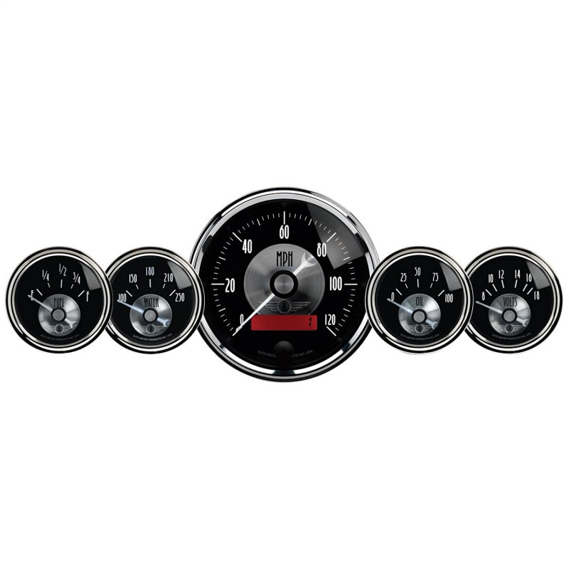 AutoMeter Gauge Kit 5 Pc 3-3/8in. & 2-1/16in. Elec Speedo W/Lcd Odo Prestige Blk. Diamond AutoMeter Gauge Kit 5 Pc 3-3/8in. & 2-1/16in. Elec Speedo W/Lcd Odo Prestige Blk. Diamond