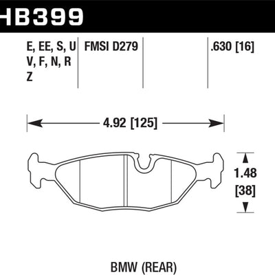 Hawk 84-4/91 BMW 325 (E30)Blue 9012 Rear Race Pads (NOT FOR STREET USE)