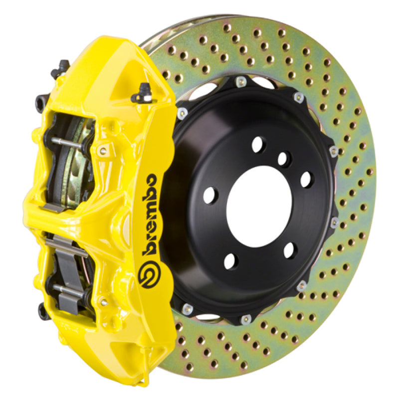 Brembo 08-14 WRX/15-21 WRX Front GT BBK 6 Piston Cast 355x32 2pc Rotor Drilled- Yellow Brembo 08-14 WRX/15-21 WRX Front GT BBK 6 Piston Cast 355x32 2pc Rotor Drilled- Yellow