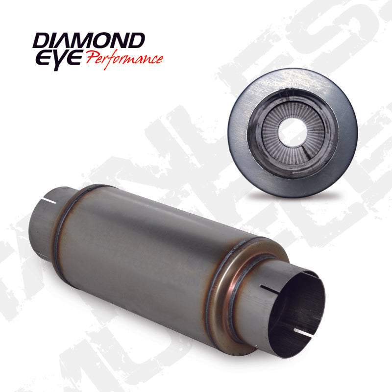 Diamond Eye MFLR 5inID SGL IN/SGL OUT 7inDIA X 14in BODY 20in LENGTH PERF SLOTTED ENDS 409 SS Diamond Eye MFLR 5inID SGL IN/SGL OUT 7inDIA X 14in BODY 20in LENGTH PERF SLOTTED ENDS 409 SS