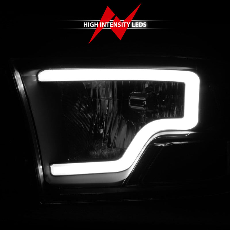 ANZO 2009-2018 Dodge Ram 1500 Crystal Headlights w/ Light Bar Black Housing ANZO 2009-2018 Dodge Ram 1500 Crystal Headlights w/ Light Bar Black Housing