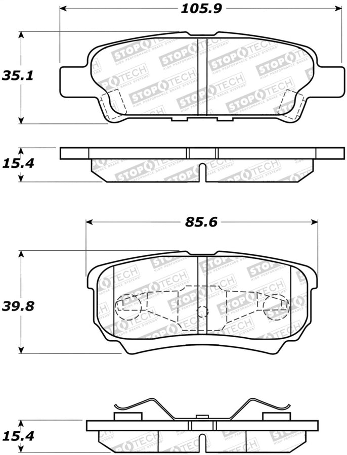 StopTech 07-17 Jeep Patriot Street Performance Rear Brake Pads StopTech 07-17 Jeep Patriot Street Performance Rear Brake Pads