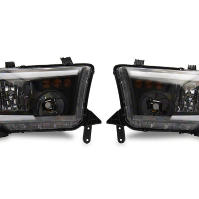 Raxiom 07-13 Toyota Tundra Axial Series Headlights w/ SEQL LED Bar- Blk Housing (Clear Lens)