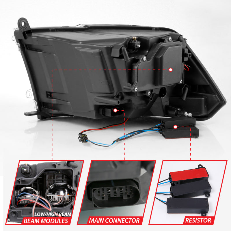 ANZO 2009-2018 Dodge Ram 1500 Led Projector Plank Style Switchback H.L Halo Chrome Amber (OE Style) ANZO 2009-2018 Dodge Ram 1500 Led Projector Plank Style Switchback H.L Halo Chrome Amber (OE Style)