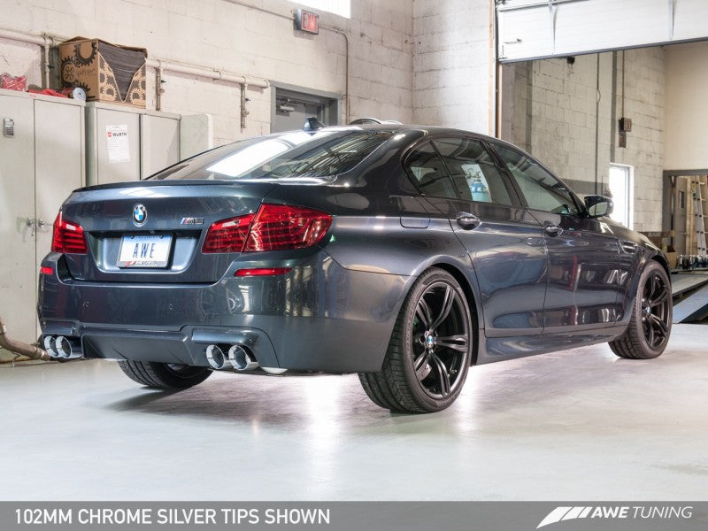 AWE Tuning BMW F10 M5 Touring Edition Axle-Back Exhaust Chrome Silver Tips AWE Tuning BMW F10 M5 Touring Edition Axle-Back Exhaust Chrome Silver Tips