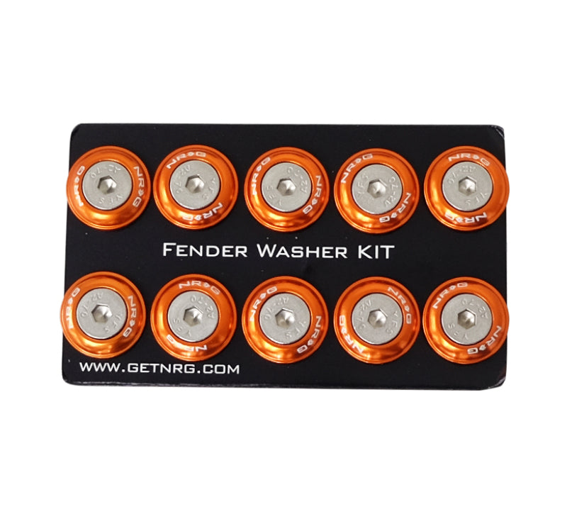 NRG Fender Washer Kit w/Rivets For Plastic (Orange) - Set of 10 NRG Fender Washer Kit w/Rivets For Plastic (Orange) - Set of 10