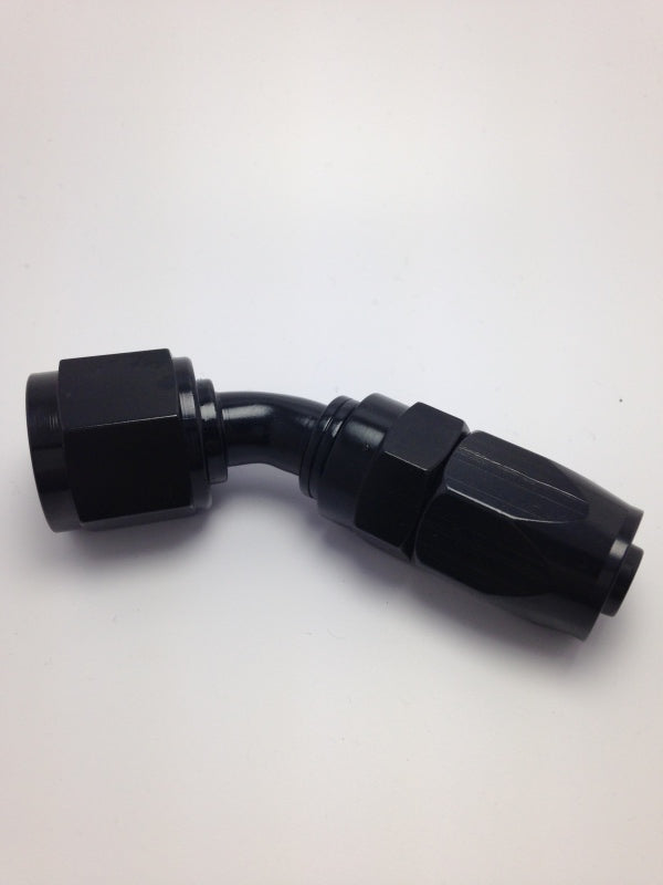 Fragola -10AN Fem x -8AN Hose 45 Degree Reducing Hose End - Black Fragola -10AN Fem x -8AN Hose 45 Degree Reducing Hose End - Black