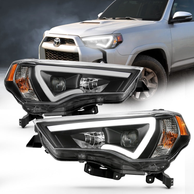 ANZO 14-18 Toyota 4 Runner Plank Style Projector Headlights Black w/ Amber ANZO 14-18 Toyota 4 Runner Plank Style Projector Headlights Black w/ Amber