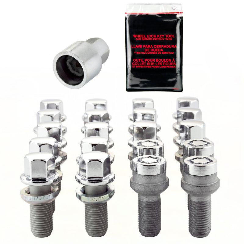 McGard 5 Lug Hex Install Kit w/Locks (Radius Seat Bolt) M14X1.5 / 17mm Hex / 26.3mm Shank L - Chrome McGard 5 Lug Hex Install Kit w/Locks (Radius Seat Bolt) M14X1.5 / 17mm Hex / 26.3mm Shank L - Chrome