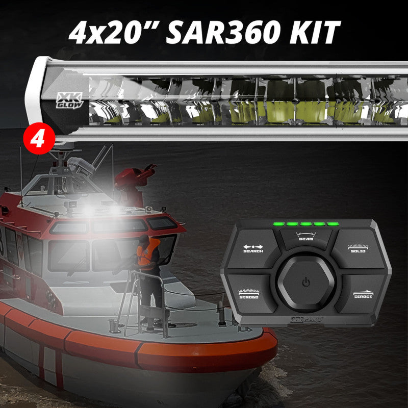 XK Glow SAR360 Light Bar Kit Emergency Search and Rescue Light System White (4) 20In XK Glow SAR360 Light Bar Kit Emergency Search and Rescue Light System White (4) 20In