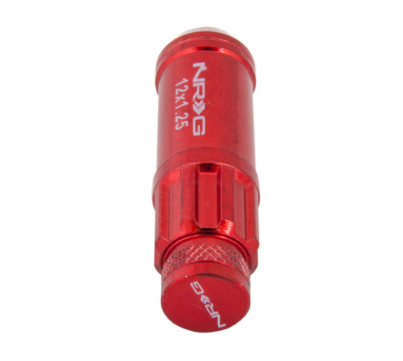 NRG 700 Series M12 X 1.25 Steel Lug Nut w/Dust Cap Cover Set 21 Pc w/Locks & Lock Socket - Red NRG 700 Series M12 X 1.25 Steel Lug Nut w/Dust Cap Cover Set 21 Pc w/Locks & Lock Socket - Red