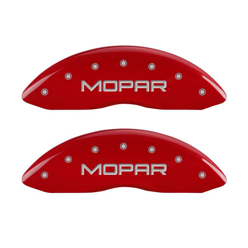 MGP 4 Caliper Covers Engraved Front & Rear MOPAR Red finish silver ch MGP 4 Caliper Covers Engraved Front & Rear MOPAR Red finish silver ch