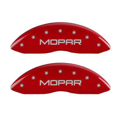 MGP 4 Caliper Covers Engraved Front & Rear MOPAR Red finish silver ch