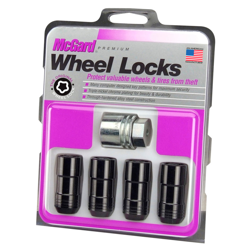 McGard Wheel Lock Nut Set - 4pk. (Cone Seat) M14X2.0 / 13/16 Hex / 2.25in. Length - Black McGard Wheel Lock Nut Set - 4pk. (Cone Seat) M14X2.0 / 13/16 Hex / 2.25in. Length - Black