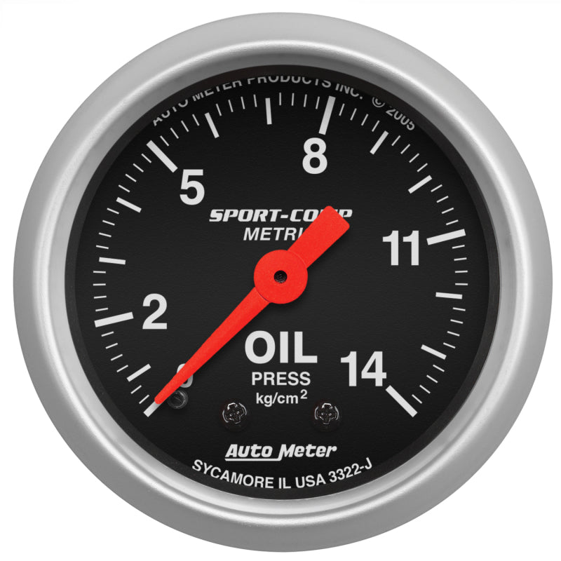 Autometer Sport Comp 52.4 mm Mechanical 0-14 Kg/ Cm2 Oil Pressure Metric Gauge Autometer Sport Comp 52.4 mm Mechanical 0-14 Kg/ Cm2 Oil Pressure Metric Gauge