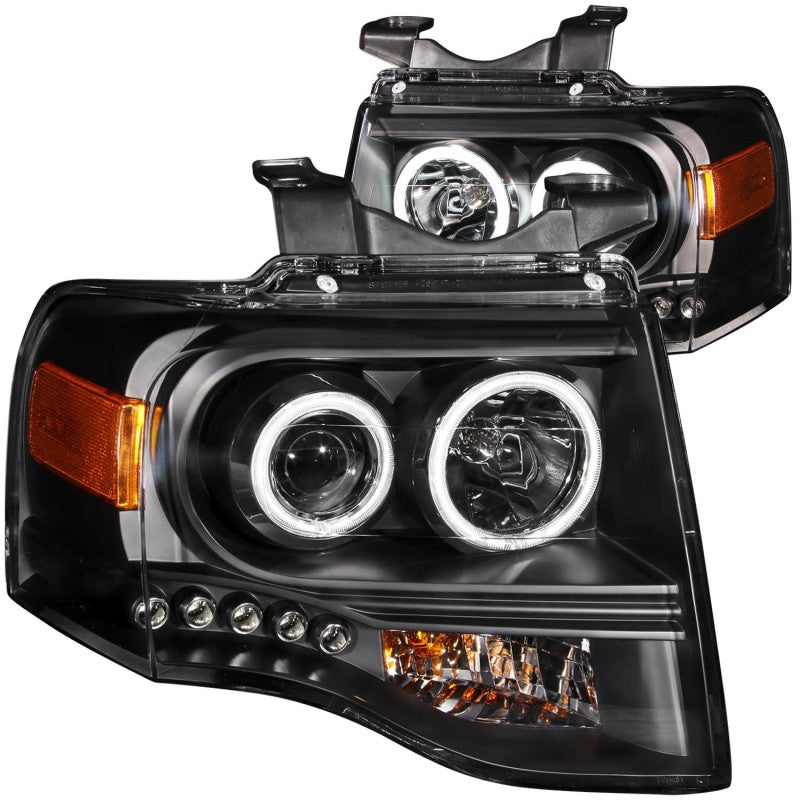 ANZO 2007-2014 Ford Expedition Projector Headlights w/ Halo Black ANZO 2007-2014 Ford Expedition Projector Headlights w/ Halo Black