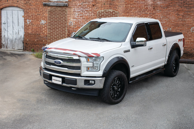 Stampede 2015-2019 Ford F-150 Crew Cab Pickup Tape-Onz Sidewind Deflector 4pc - Smoke Stampede 2015-2019 Ford F-150 Crew Cab Pickup Tape-Onz Sidewind Deflector 4pc - Smoke