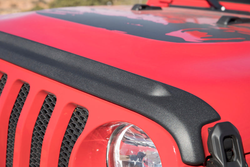 Bushwacker 18-19 Jeep Wrangler Rubicon/Sport//Unlimited/Sport S Hood Stone Guard- Black Bushwacker 18-19 Jeep Wrangler Rubicon/Sport//Unlimited/Sport S Hood Stone Guard- Black