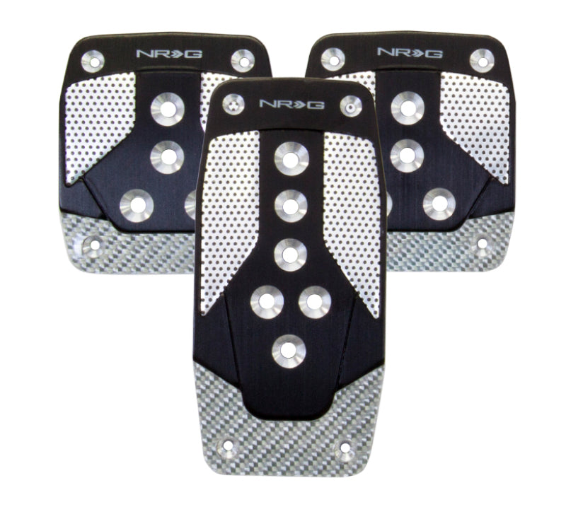 NRG Aluminum Sport Pedal M/T - Black w/Silver Carbon NRG Aluminum Sport Pedal M/T - Black w/Silver Carbon