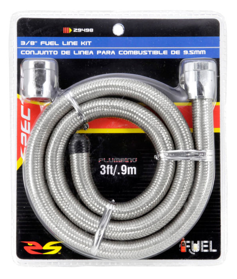 Spectre Stainless Steel Flex Fuel Line 3/8in. ID - 3ft. w/Chrome Clamps Spectre Stainless Steel Flex Fuel Line 3/8in. ID - 3ft. w/Chrome Clamps