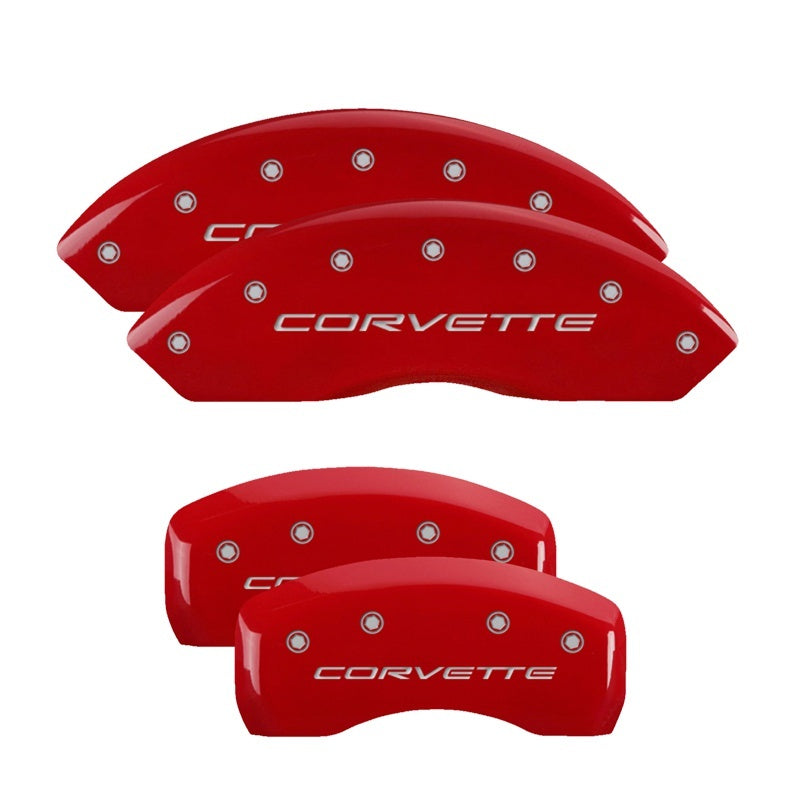MGP 4 Caliper Covers Engraved Front & Rear C5/Corvette Red finish silver ch MGP 4 Caliper Covers Engraved Front & Rear C5/Corvette Red finish silver ch