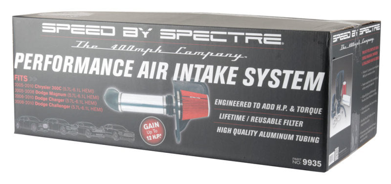 Spectre 05-10 Chrysler 300C V8-5.7/6.1L F/I Air Intake Kit - Polished w/Red Filter Spectre 05-10 Chrysler 300C V8-5.7/6.1L F/I Air Intake Kit - Polished w/Red Filter