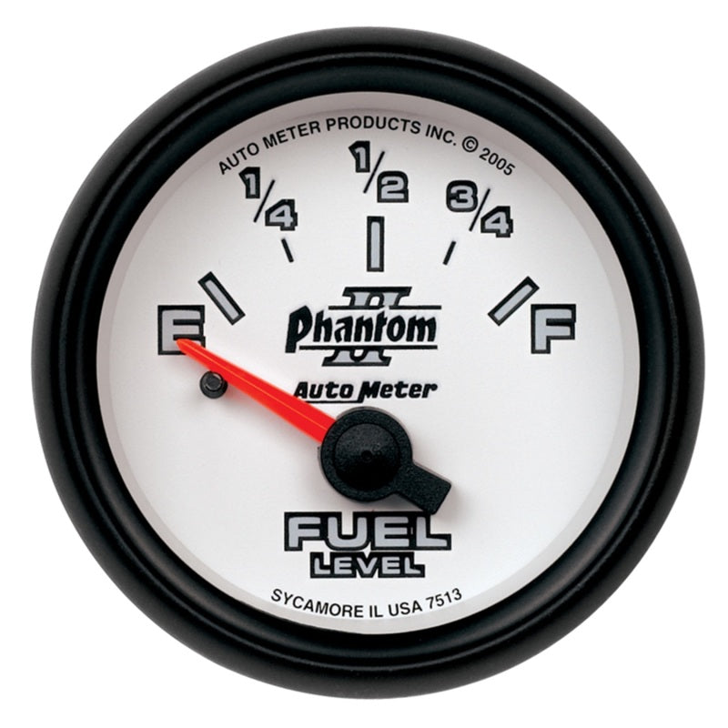 Autometer Phantom 2-1/16in 0-90 OHM Fuel Level Gauge Autometer Phantom 2-1/16in 0-90 OHM Fuel Level Gauge