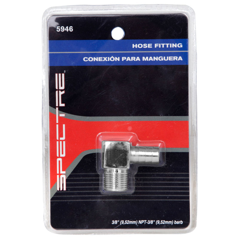 Spectre Fitting 90 Degree Barb NPT Threads (For 3/8in. Hose) - Chrome Spectre Fitting 90 Degree Barb NPT Threads (For 3/8in. Hose) - Chrome