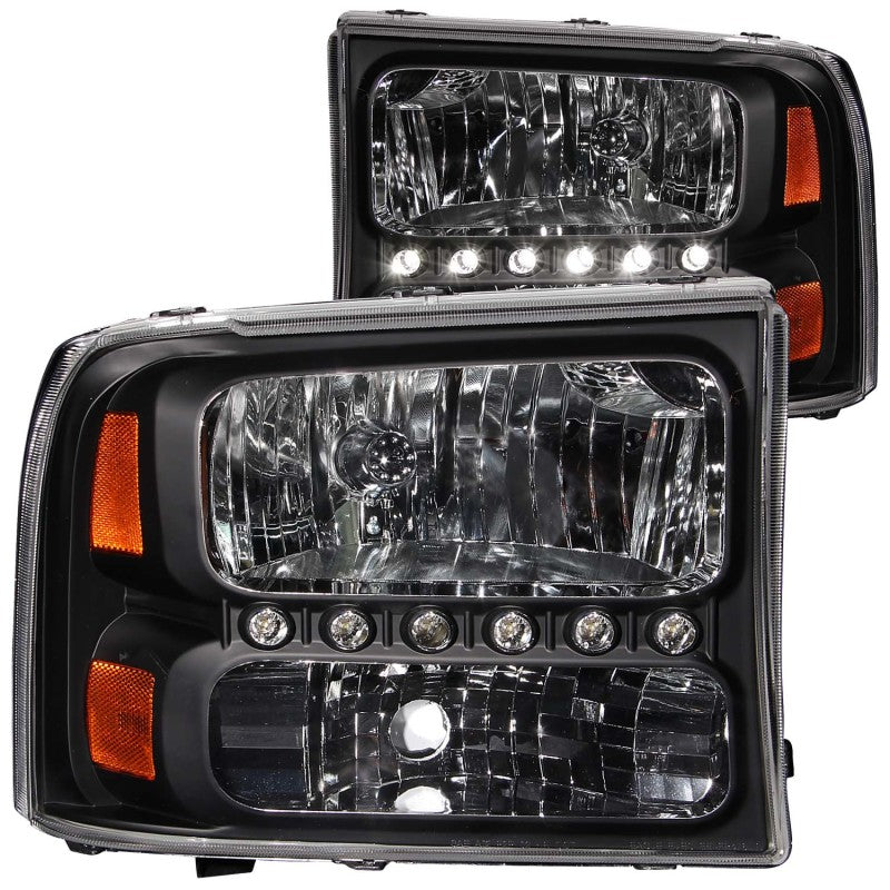 ANZO 2000-2004 Ford Excursion Crystal Headlights Black w/ LED 1pc ANZO 2000-2004 Ford Excursion Crystal Headlights Black w/ LED 1pc
