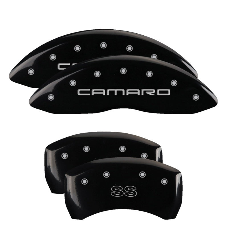 MGP 4 Caliper Covers Engraved Front Gen 4/Camaro Engraved Rear Gen 4/SS Black finish silver ch MGP 4 Caliper Covers Engraved Front Gen 4/Camaro Engraved Rear Gen 4/SS Black finish silver ch