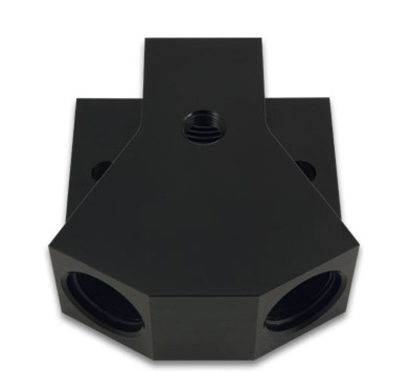 Vibrant Billet Aluminum Y-Block Fitting with 1/8in NPT Port -8AN x Dual -8AN ORB Vibrant Billet Aluminum Y-Block Fitting with 1/8in NPT Port -8AN x Dual -8AN ORB