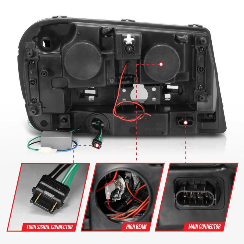 ANZO 2002-2009 Chevrolet Trailblazer Projector Headlights w/ Halo Black ANZO 2002-2009 Chevrolet Trailblazer Projector Headlights w/ Halo Black