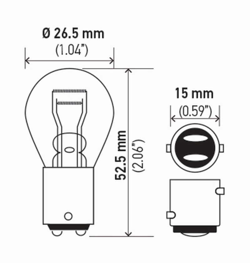 Hella Bulb 7225 12V 21/4W Baz15D S8 (2) Hella Bulb 7225 12V 21/4W Baz15D S8 (2)