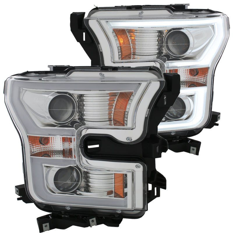 ANZO 2015-2016 Ford F-150 Projector Headlights w/ Plank Style Design Chrome w/ Amber ANZO 2015-2016 Ford F-150 Projector Headlights w/ Plank Style Design Chrome w/ Amber