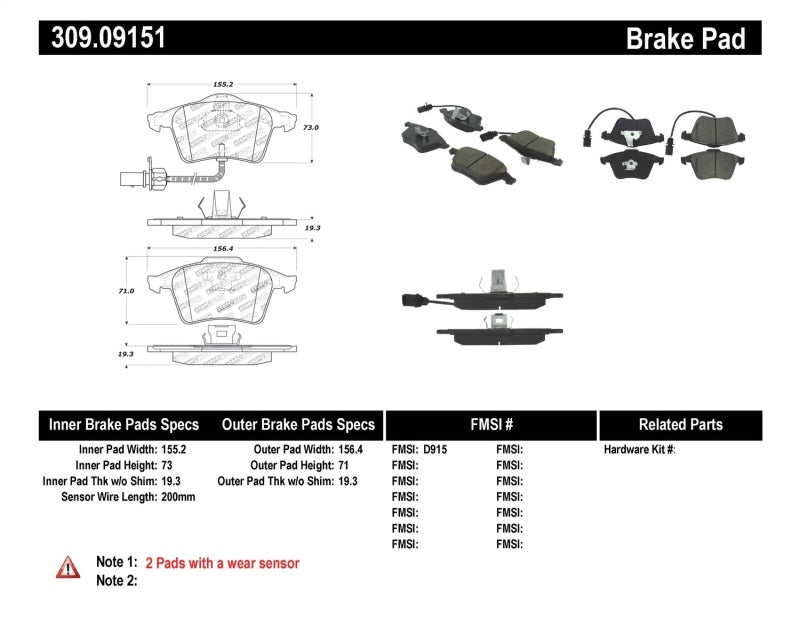 StopTech Performance 1/05-09 Audi A4/A4 Quattro Front Brake Pads StopTech Performance 1/05-09 Audi A4/A4 Quattro Front Brake Pads