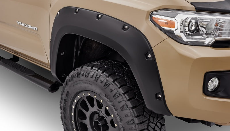 Bushwacker 16-18 Toyota Tacoma Pocket Style Flares 4pc 60.5/73.7in Bed - Black Bushwacker 16-18 Toyota Tacoma Pocket Style Flares 4pc 60.5/73.7in Bed - Black