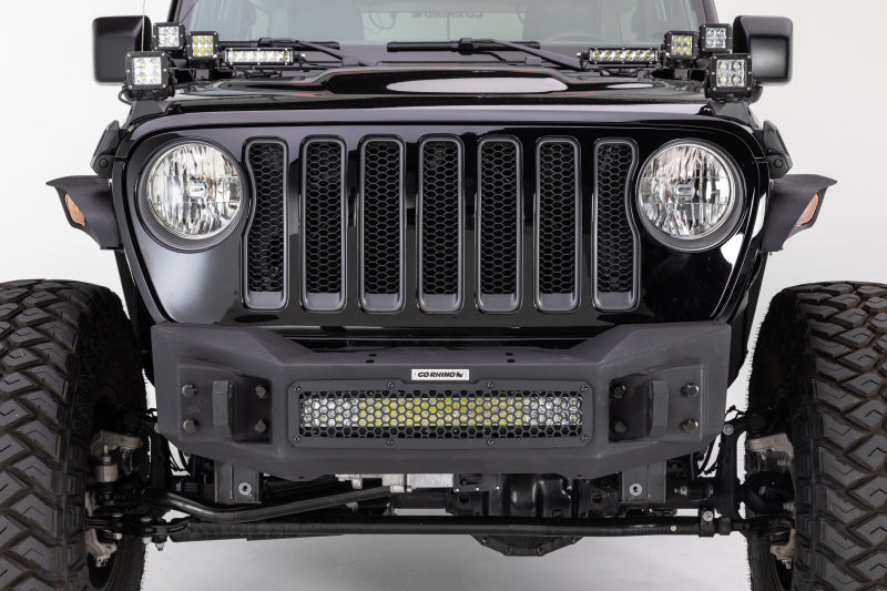Go Rhino 07-20 Jeep Wrangler JL/JLU/JK/JKU/Gladiator JT Rockline Front Stubby Bumper Go Rhino 07-20 Jeep Wrangler JL/JLU/JK/JKU/Gladiator JT Rockline Front Stubby Bumper