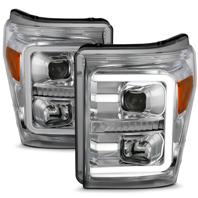 ANZO 11-16 Ford F-250/F-350/F-450 Projector Headlights w/ Plank Style Switchback Chrome w/Amber ANZO 11-16 Ford F-250/F-350/F-450 Projector Headlights w/ Plank Style Switchback Chrome w/Amber
