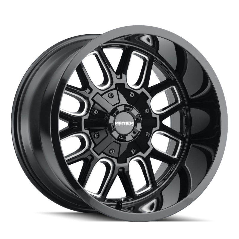 Mayhem 8107 Cogent 20x9 / 5x127 BP / 18mm Offset / 87.1mm Hub Black w/ Milled Spokes Wheel Mayhem 8107 Cogent 20x9 / 5x127 BP / 18mm Offset / 87.1mm Hub Black w/ Milled Spokes Wheel