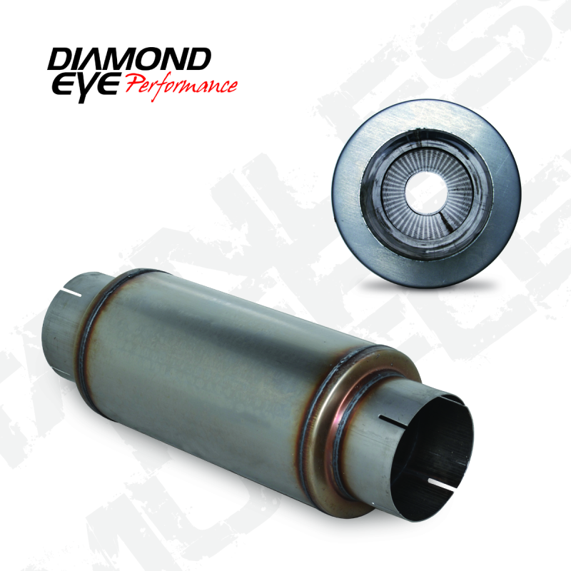 Diamond Eye MFLR 5inID SGL IN/SGL OUT 7inDIA X 14in BODY 20in LENGTH PERF SLOTTED ENDS 409 SS Diamond Eye MFLR 5inID SGL IN/SGL OUT 7inDIA X 14in BODY 20in LENGTH PERF SLOTTED ENDS 409 SS