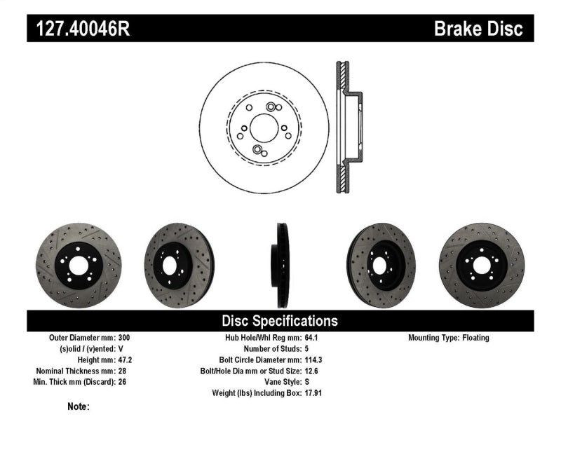 StopTech Nissan 370Z / 01-03 Acura CL / 06 EL / 04-09 TSX / 03-07 Honda Accord Coupe M/T / 05-08 Se StopTech Nissan 370Z / 01-03 Acura CL / 06 EL / 04-09 TSX / 03-07 Honda Accord Coupe M/T / 05-08 Se