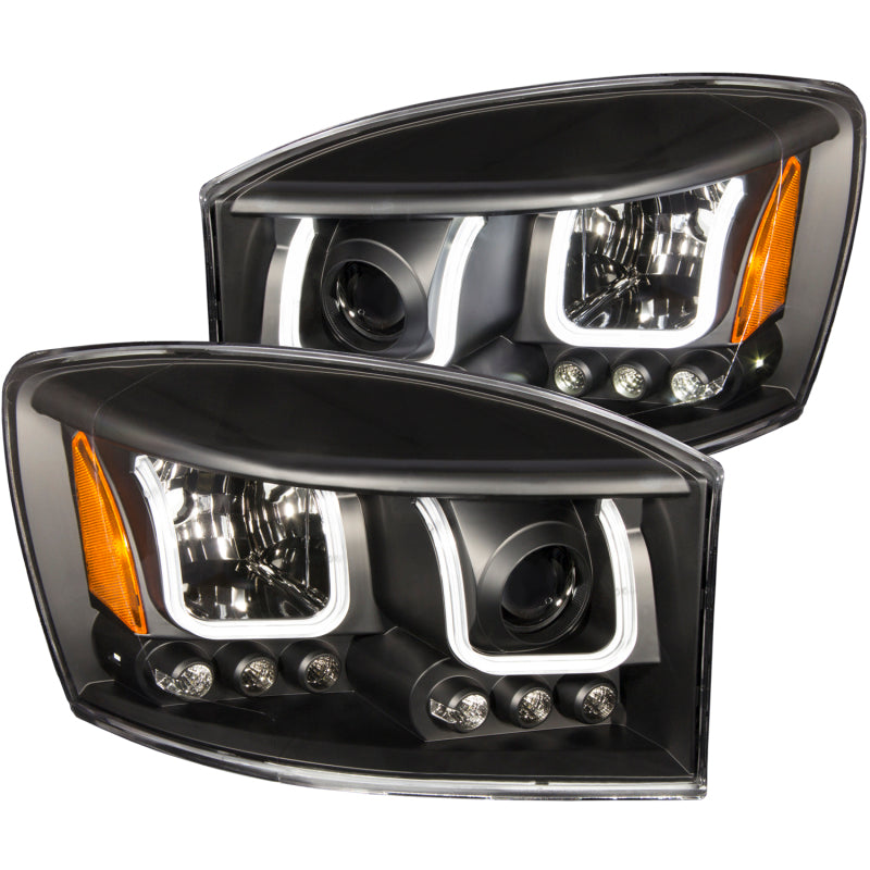 ANZO 2006-2008 Dodge Ram 1500 Projector Headlights w/ U-Bar Black ANZO 2006-2008 Dodge Ram 1500 Projector Headlights w/ U-Bar Black