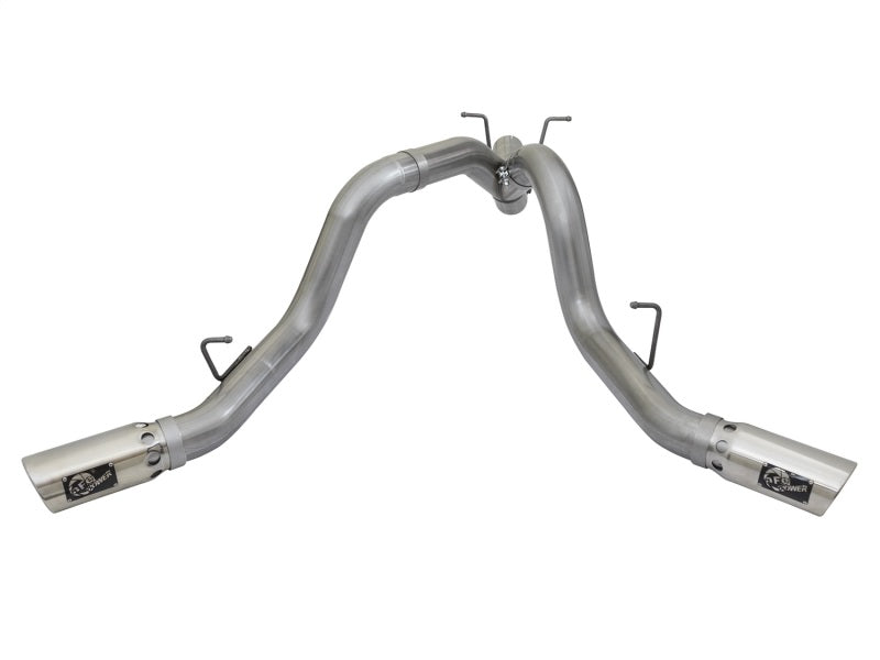 aFe Large Bore-HD 4in 409-SS DPF-Back Exhaust w/Dual Polished Tips 2017 GM Duramax V8-6.6L (td) L5P aFe Large Bore-HD 4in 409-SS DPF-Back Exhaust w/Dual Polished Tips 2017 GM Duramax V8-6.6L (td) L5P