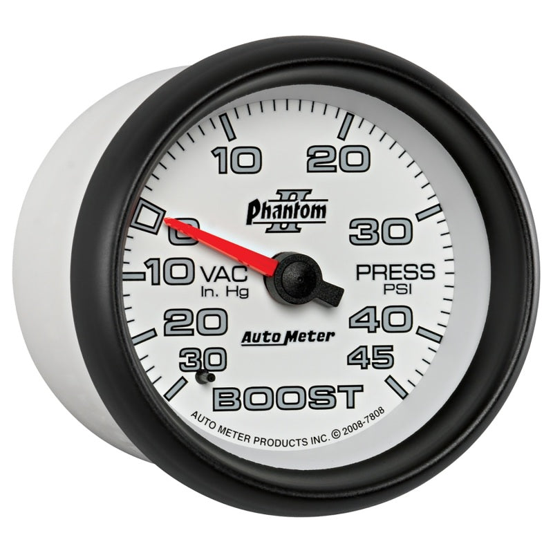 Autometer Phantom II 2-5/8in 30INHG-45PSI Phantom Mechanical Boost/Vacuum Gauge Autometer Phantom II 2-5/8in 30INHG-45PSI Phantom Mechanical Boost/Vacuum Gauge