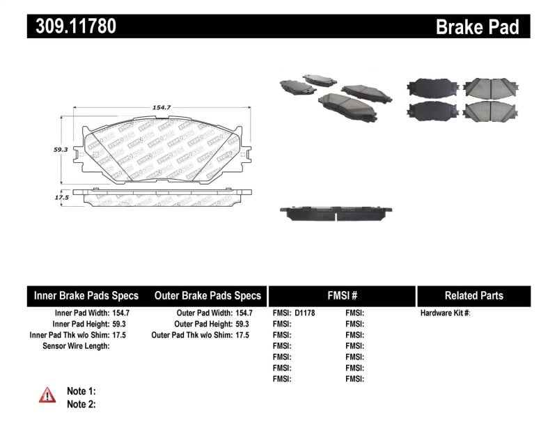 StopTech Performance 06-10 Lexus IS250 Front Brake Pads StopTech Performance 06-10 Lexus IS250 Front Brake Pads